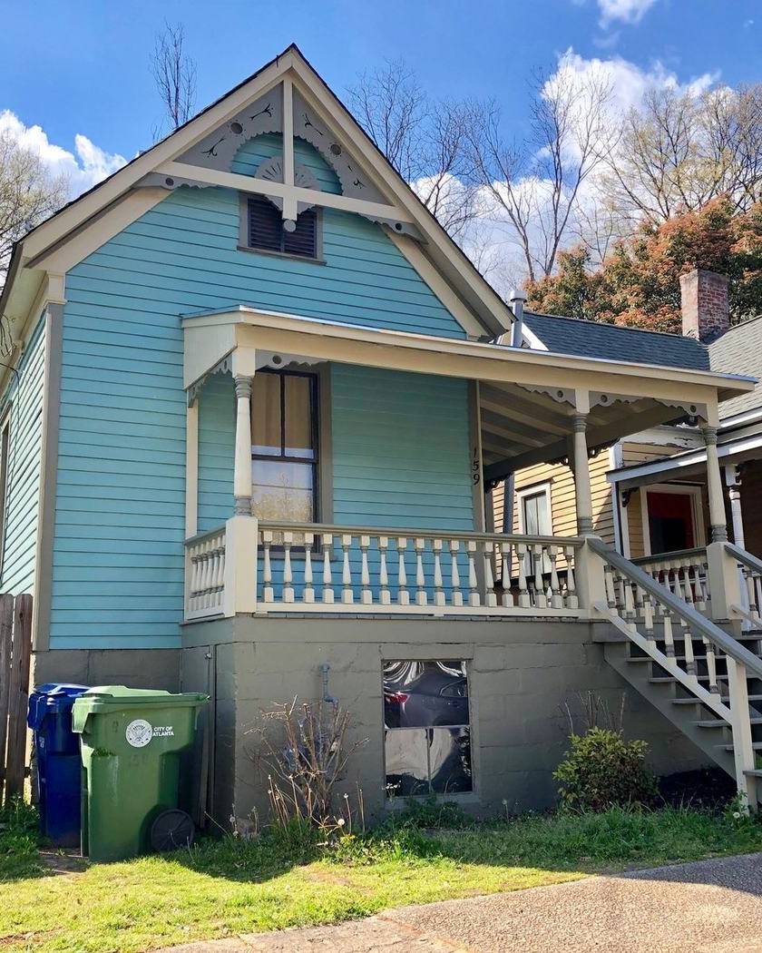 A blue house on Berean Avenue in Cabbagetown, Atlanta