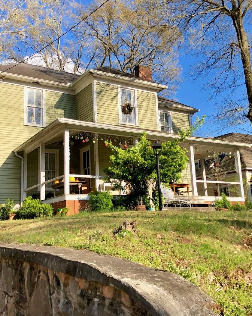 A house above a stone wall on Grant Street, Atlanta