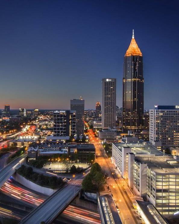 Midtown Atlanta and the interstate after dark