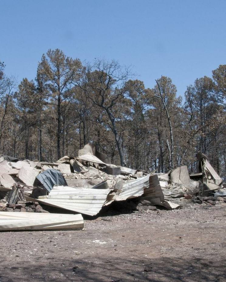 The remains of a home destroyed by fire